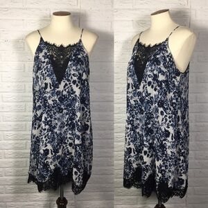 ASTR Small Floral Lace Trim Slip Dress Strappy